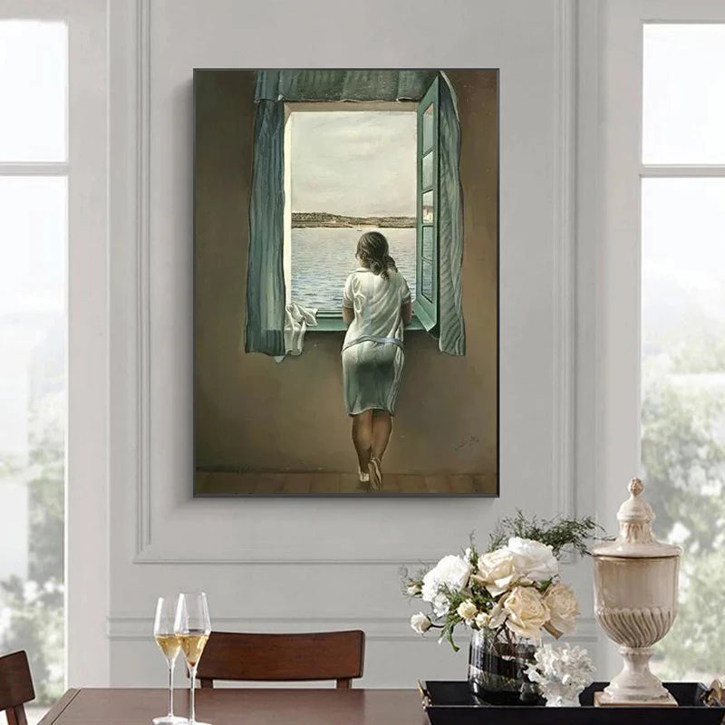 Salvador Dali Woman at The Window Canvas Painting – Posters and Prints, Wall Art Pictures for Living Room Decor (No Frame) 