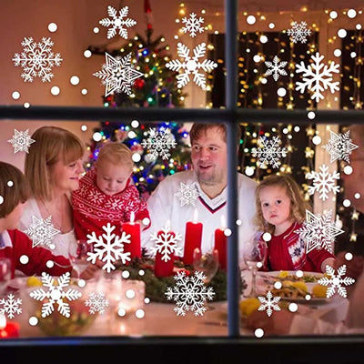 27pcs White Snowflake Window Decals Stickers Christmas New Year Winter Room Wall Stickers Merry Christmas Decorations for home 