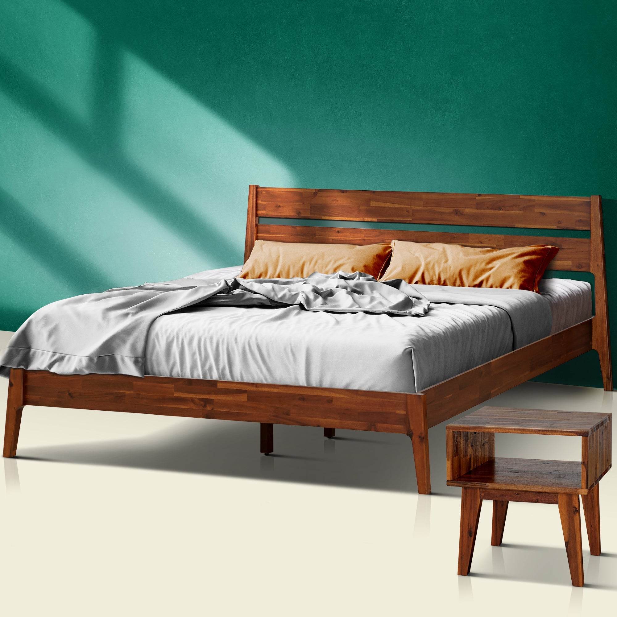Callisto Solid Wood  Bed Frame and Nightstand Bedroom Set 
