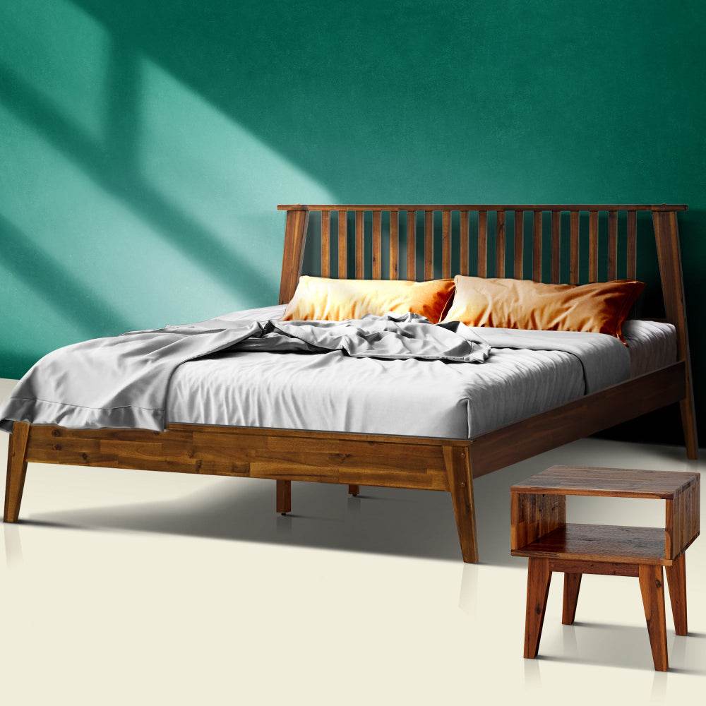 Kaylin Solid Wood Bed Frame & Nightstand Bedroom Set 