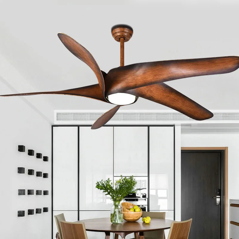 60-Inch Ceiling Fan with Lights – Brown Blades, Remote Control, LED Light, Ventilador de Techo, DC Motor for Bedroom