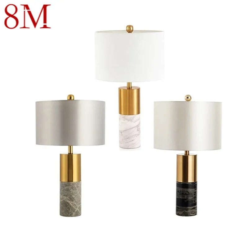 8M Modern Table Lamp – Marble Bedside LED Desk Light, Luxury Creative Decorative, for Home, Bedroom, Living Room, Office, Hotel