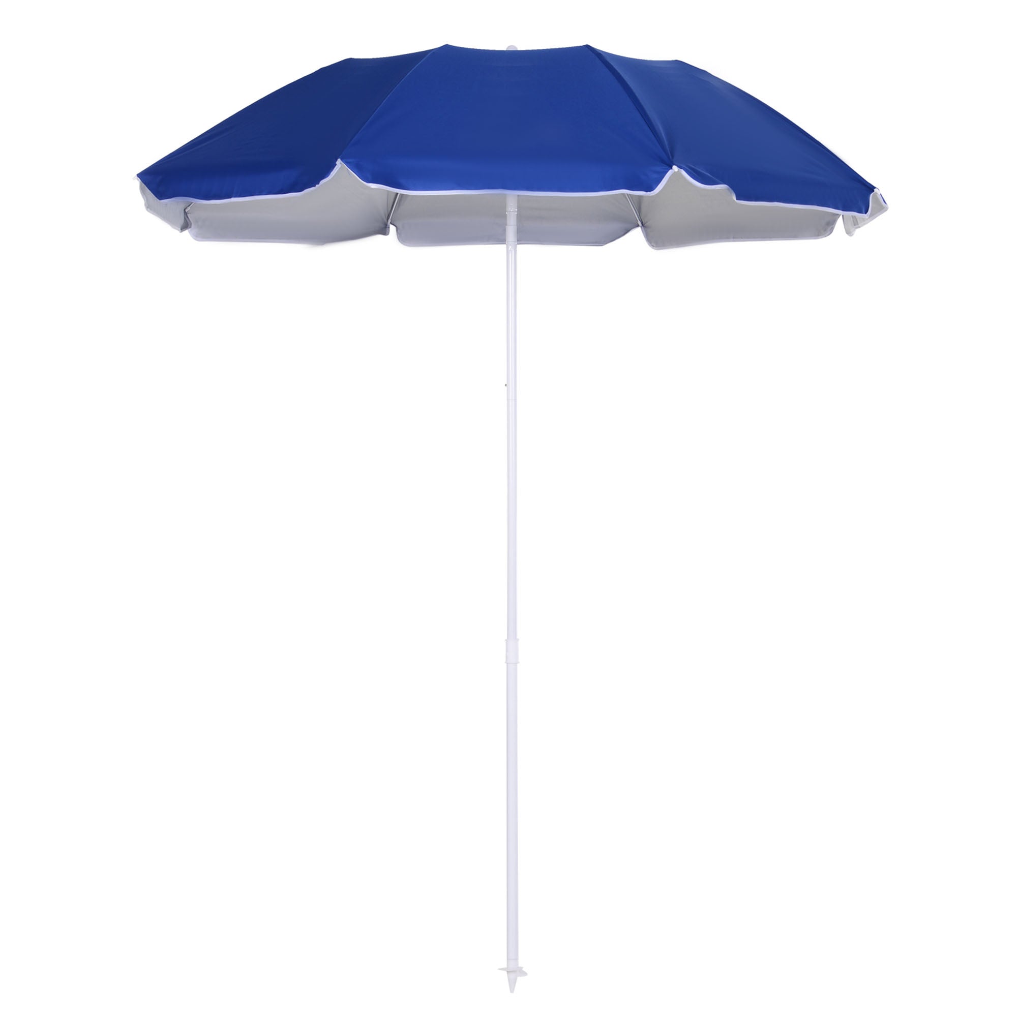 Outsunny 6.7ft Beach Umbrella with Push Button Tilt, Ruffled Outdoor Umbrella with Carry Bag and 8 Ribs, Blue 