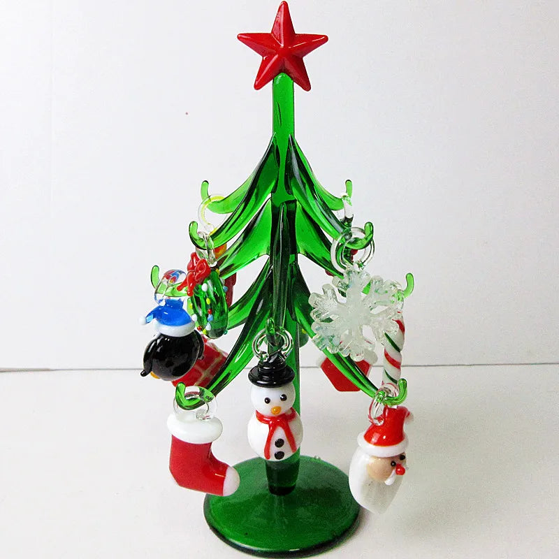 Custom Handmade Murano Glass Crafts Christmas Tree Figurines Ornaments Simulation Christmas Home Decoration Pendant Gifts 15cm