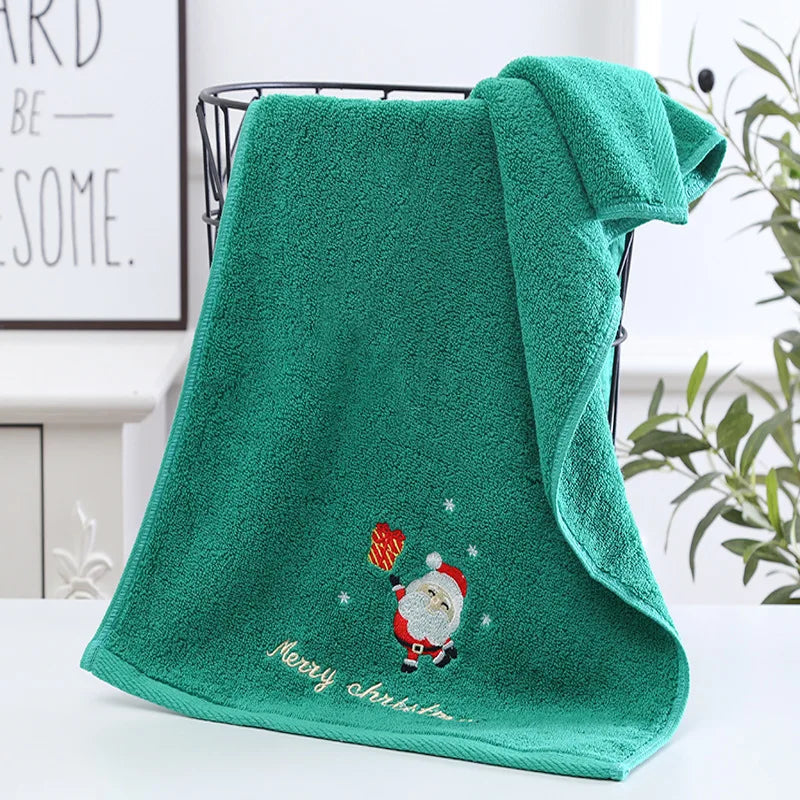 4PCS New Navidad Xmas Face Towel Christmas Decor Red Santa Claus New Year Gift Home Bathroom Washing Hand Towel Cloth Man Woman