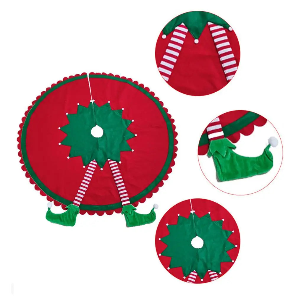 New Christmas Tree Skirt Elf Foot Tree Stand Mat Xmas Floor Mat Cover Christmas Tree Decorations New Year 2022 Navidad Noel