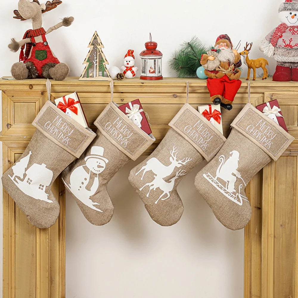 Christmas Stocking Large Xmas Gift Bags Fireplace Decoration Socks New Year Candy Holder Christmas Decor for Home 2022 Navidad