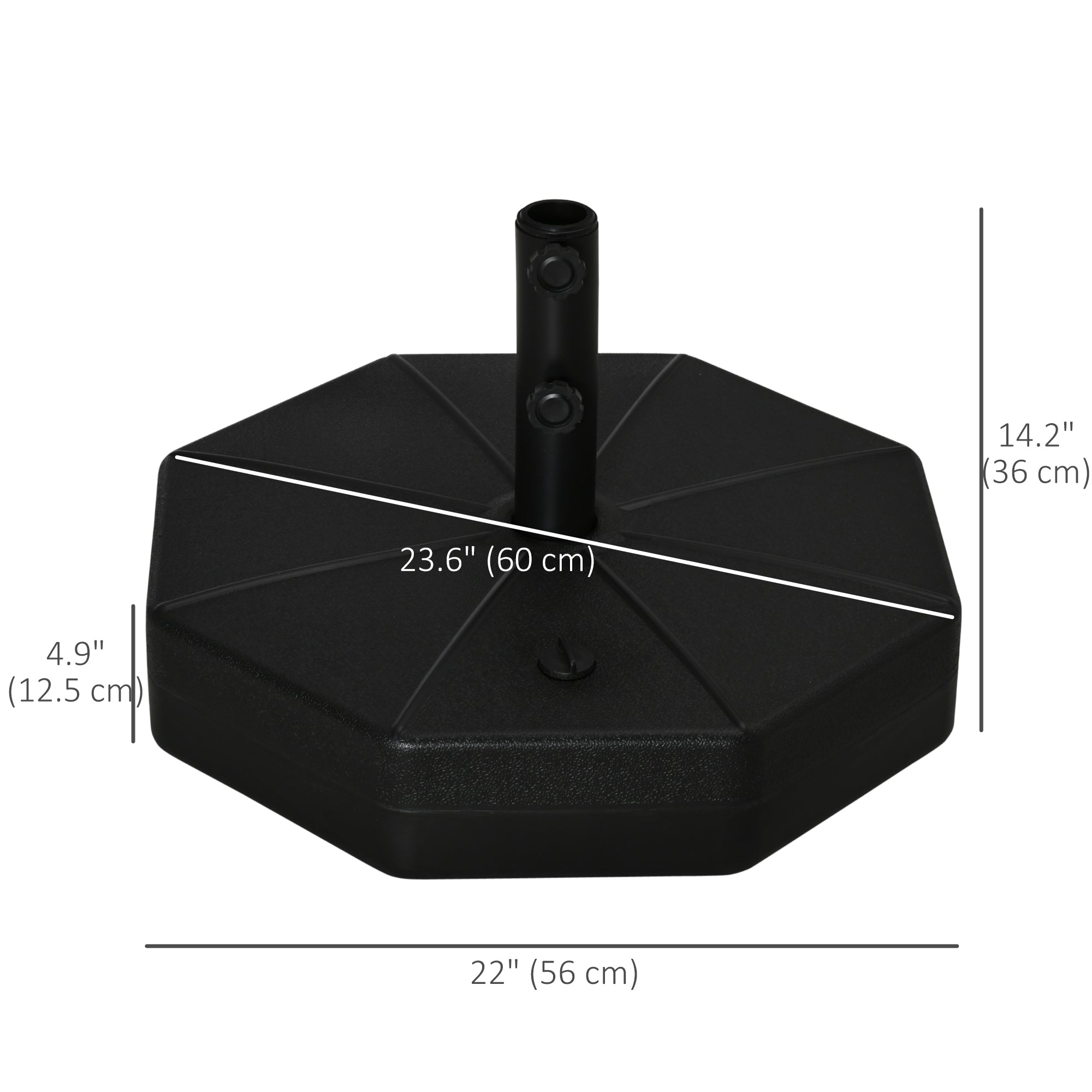 Outsunny Outdoor Patio Umbrella Base Stand Holder Market Parasol Weights Water Sand Filled Garden Poolside Black 