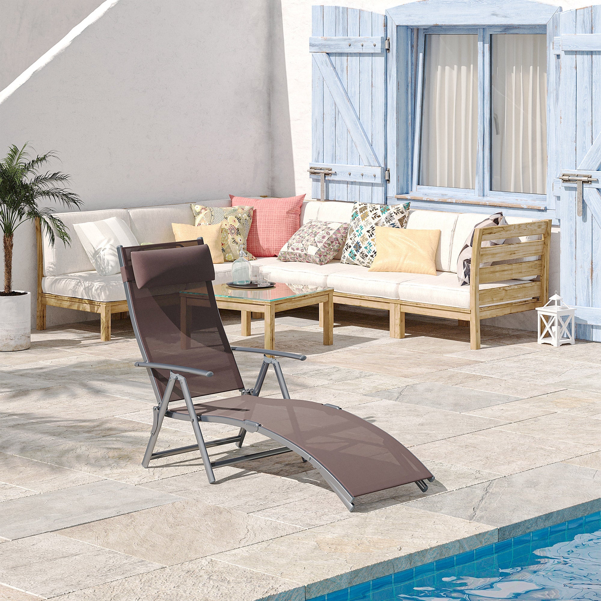 Outsunny Reclining Retreat: Adjustable Tri-Fold Patio Chaise Lounge Chair, Outdoor Garden Sun Lounger in Brown 