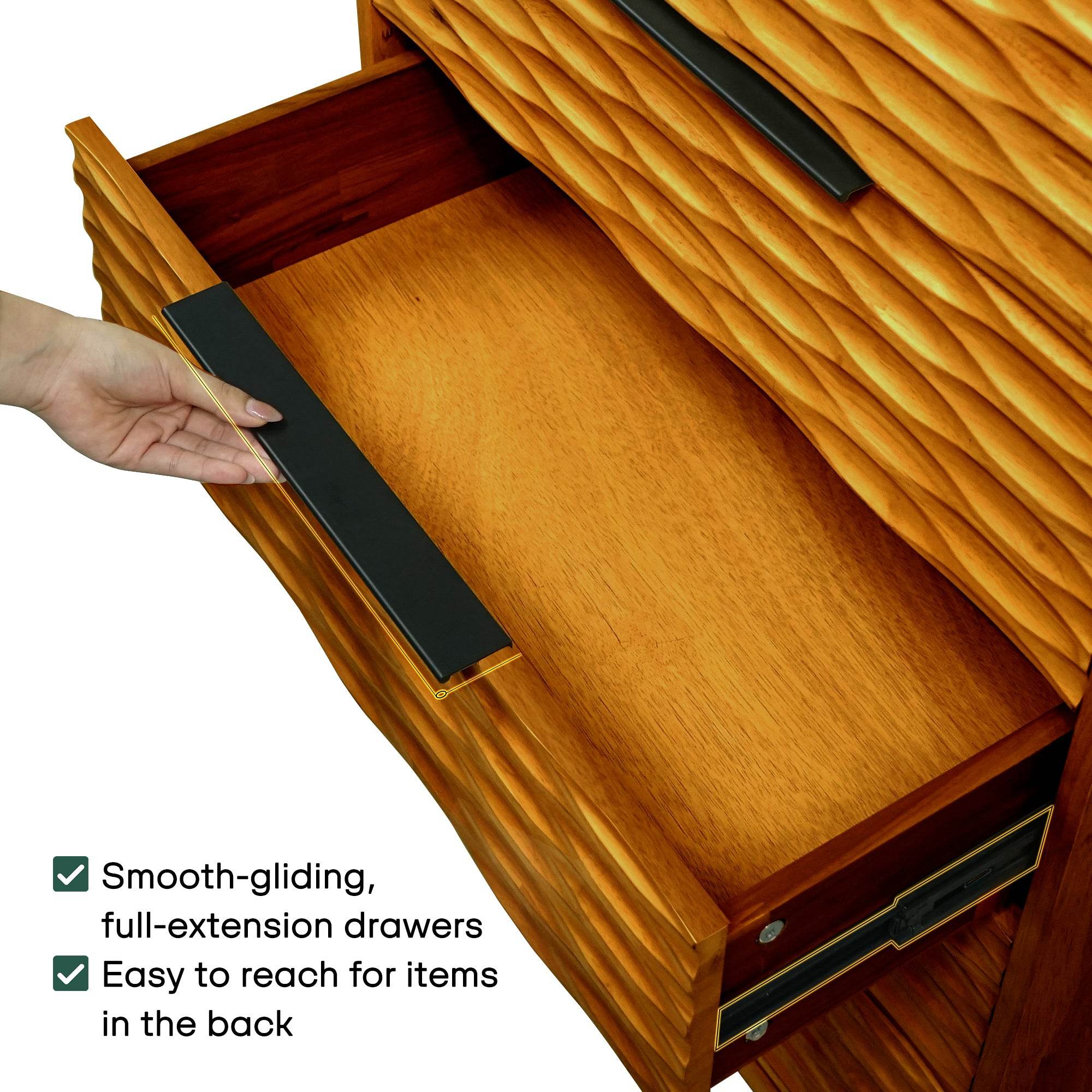 Elara Solid Wood 5-Drawer Dresser 