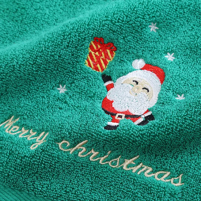 4PCS New Navidad Xmas Face Towel Christmas Decor Red Santa Claus New Year Gift Home Bathroom Washing Hand Towel Cloth Man Woman