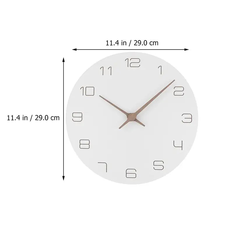 Silent Non-Ticking Wall Clock – Battery Operated, Modern White Wooden Design, Simple Minimalist Hanging Clock