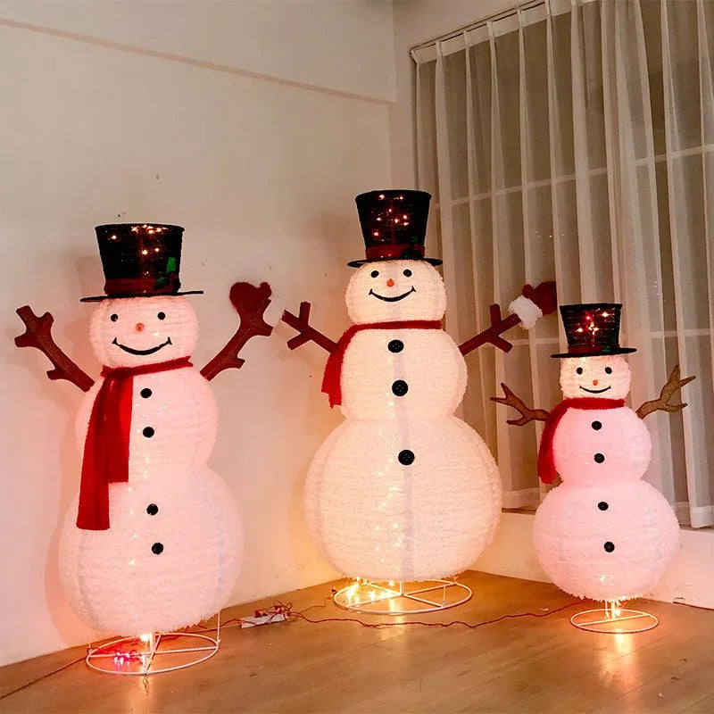 180cm retractable Christmas snowman doll doll decoration ornaments Christmas ornaments wrought iron luminous snowman navidad