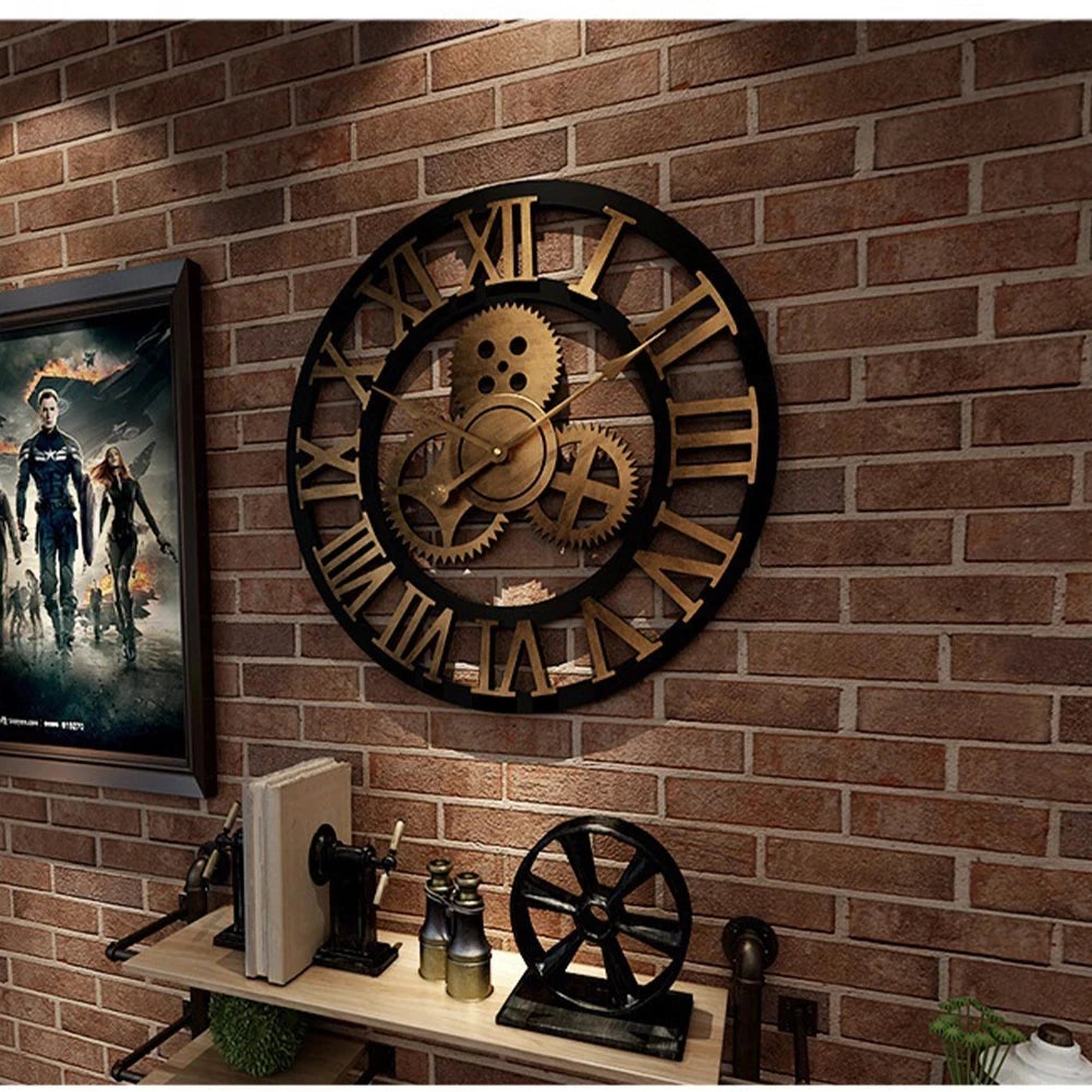 Creative retro wall clock fashion wall clock decorative gear wall clock living room wall clock 