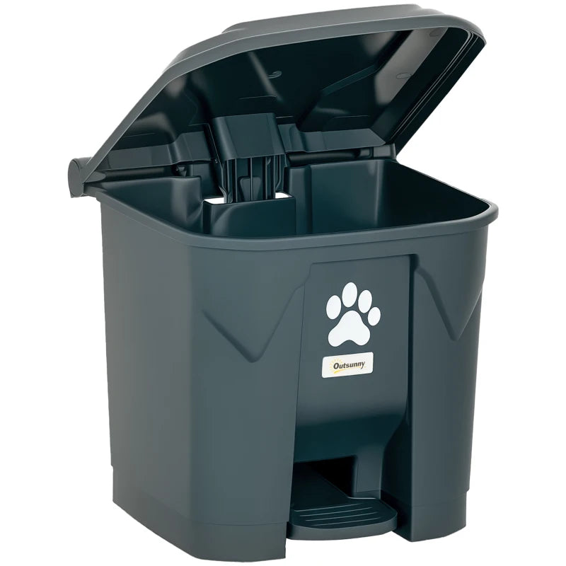 Dog Poop Outdoor Garbage Bin, 8 Gal Pet Waste Garbage Can with Lid and Pedal, Waterproof Plastic Trash Can, Black