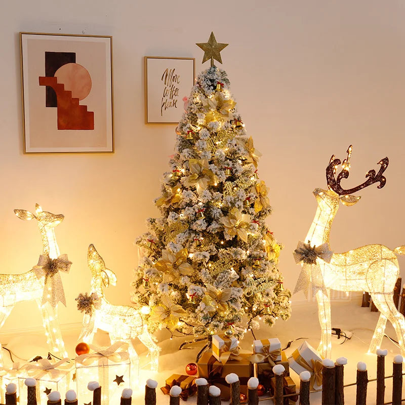 2021 Christmas deer cart luminous golden Christmas deer decoration ornaments scene layout hotel shopping mall large-scale dress 