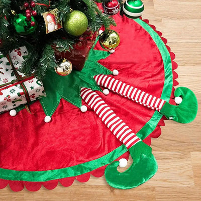 New Christmas Tree Skirt Elf Foot Tree Stand Mat Xmas Floor Mat Cover Christmas Tree Decorations New Year 2022 Navidad Noel 