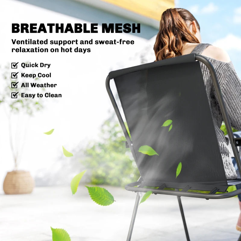 8 Piece Patio Table and Chairs Set with Folding Chairs, Tempered Glass Tabletop and Umbrella for Garden, Black