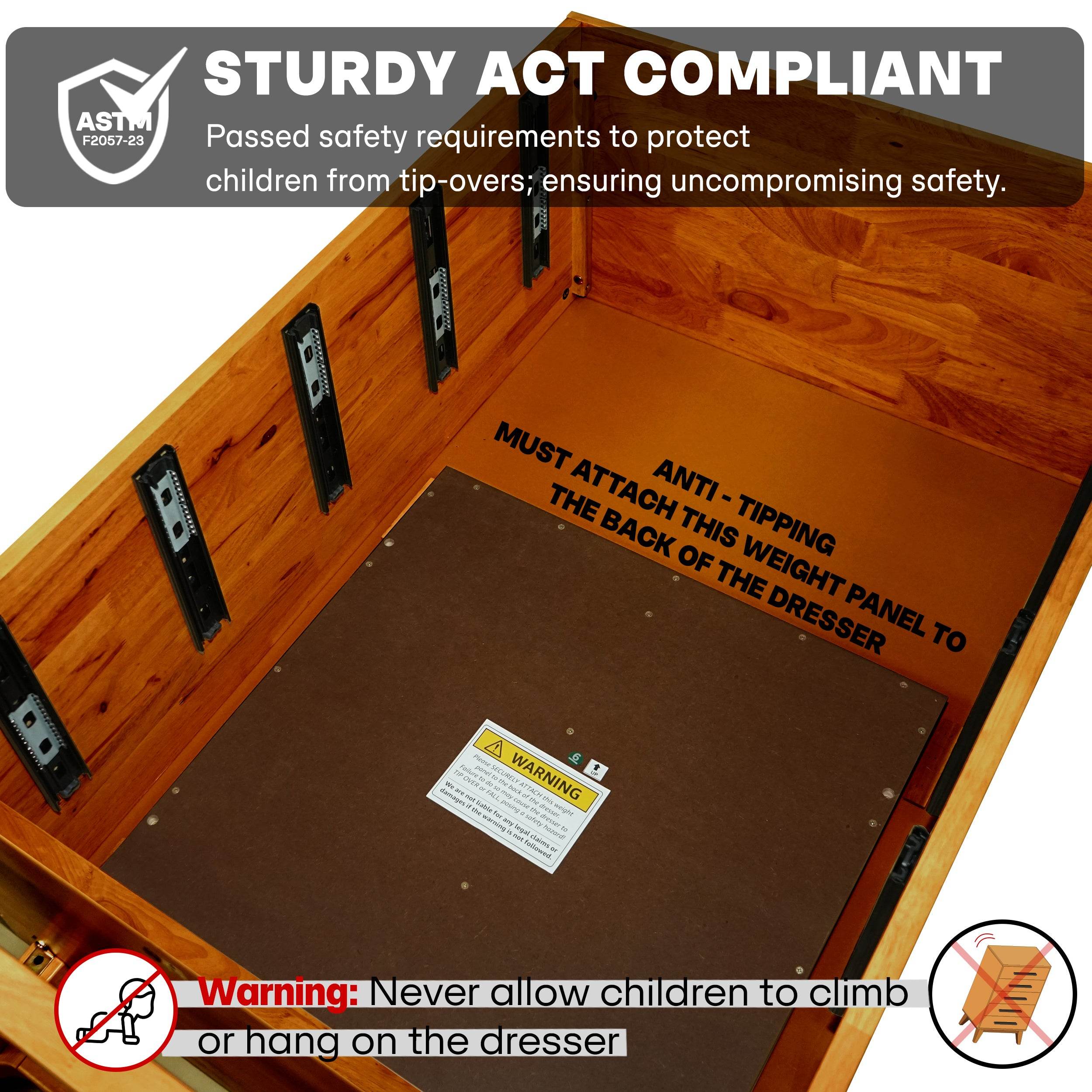 Elara Solid Wood 5-Drawer Dresser 