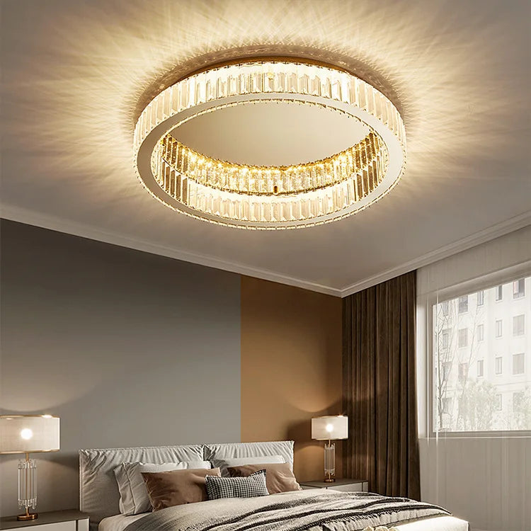 Modern Simple Crystal Circle Lamp - LED Ceiling Chandelier for Living Room, Bedroom, and Study