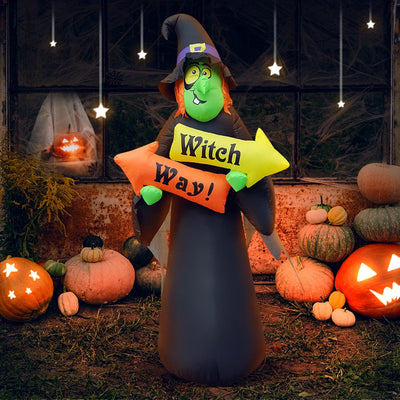 240cm Halloween Arch Witch Inflatable Decoration Scary Black Ghost Decor Outdoor Garden Party Accessory 