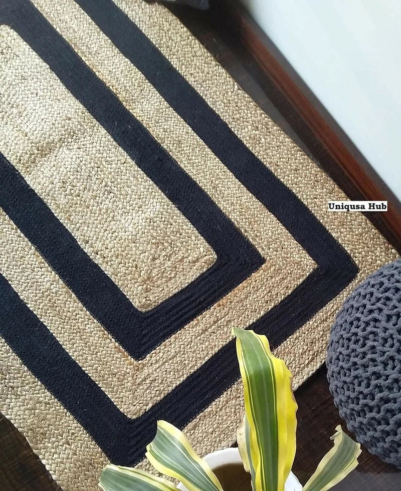 Rug 100% Natural Jute Braided 2x3 Feet Runner Rug Modern Look Area Carpet Rug Room Decoration 