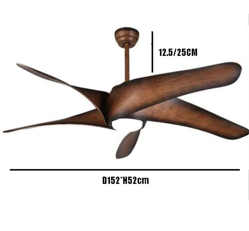 60-Inch Ceiling Fan with Lights – Brown Blades, Remote Control, LED Light, Ventilador de Techo, DC Motor for Bedroom 