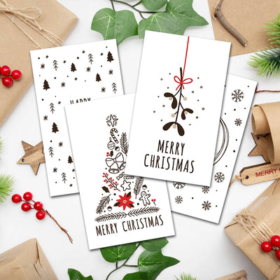 30Pcs Merry Christmas Gift Cards Greeting Card Christmas Tree Stickers Cute Design For 2022 New Year Gift decoration card 