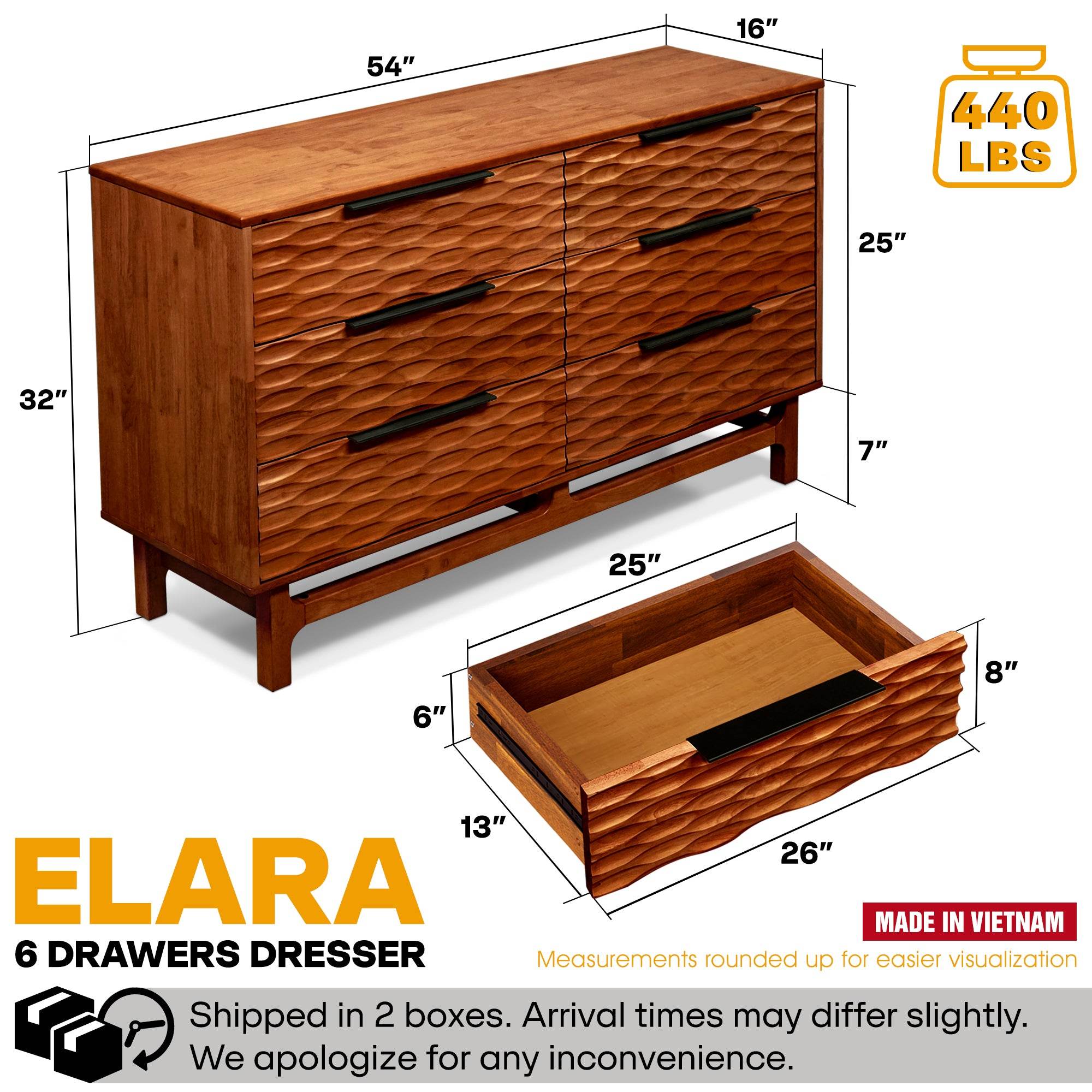 Elara Dresser with 6 Drawers 