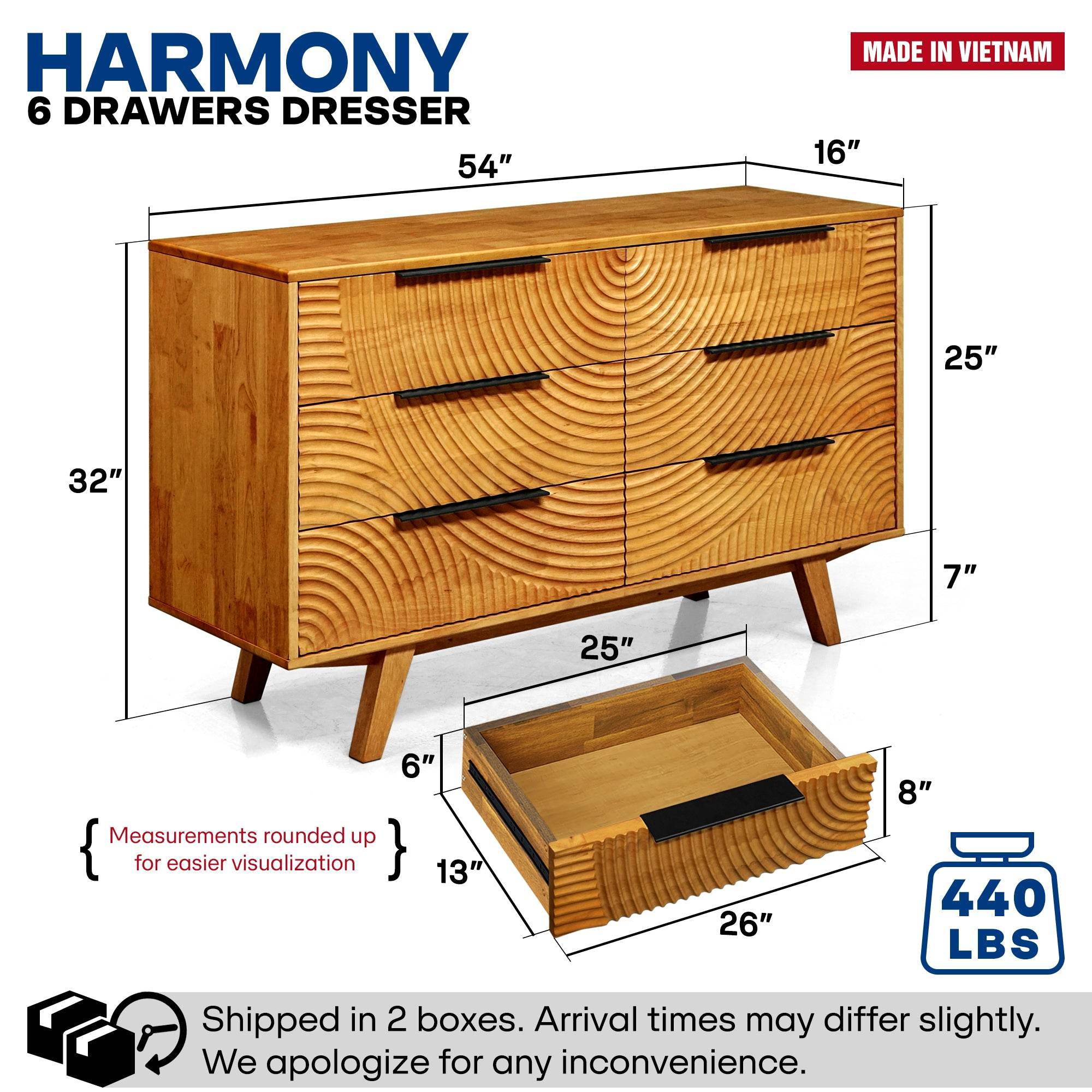 Harmony Dresser with 6 Drawers 