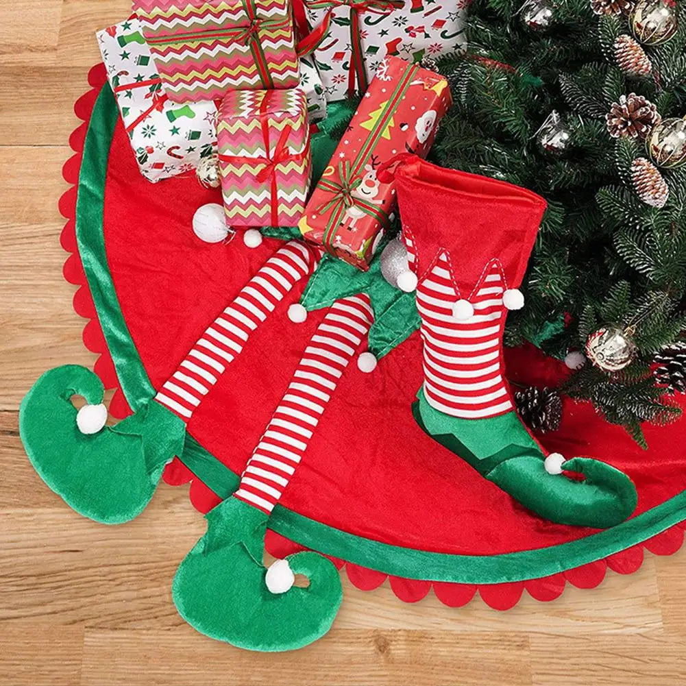 New Christmas Tree Skirt Elf Foot Tree Stand Mat Xmas Floor Mat Cover Christmas Tree Decorations New Year 2022 Navidad Noel