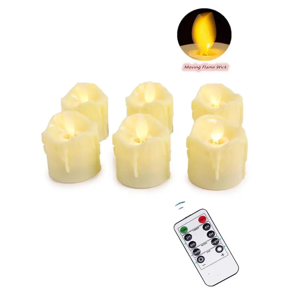 Pack of 2 Remote Battery Operated Electric Candles Flickering Moving Wick Christmas LED Tea Light Candles