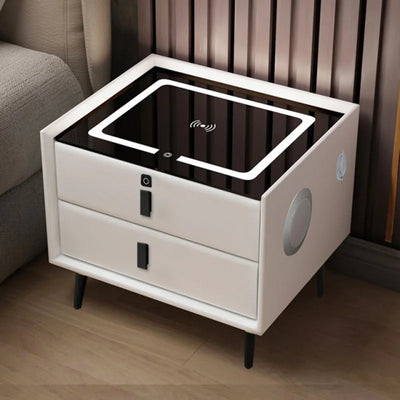 Smart Bedside Table with Wireless USB Charging - Multi-Functional Infrared Sensitive LED Light for Hotel Night Stands 