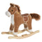 Qaba Kids Rocking Horse Plush Animal on Wooden Rockers with Sounds, Wooden Base, Baby Rocking Chair, Brown