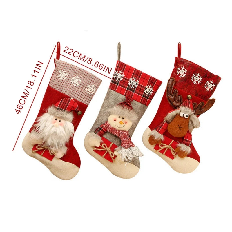 Christmas Stocking Large Xmas Gift Bags Fireplace Decoration Socks New Year Candy Holder Christmas Decor for Home 2022 Navidad