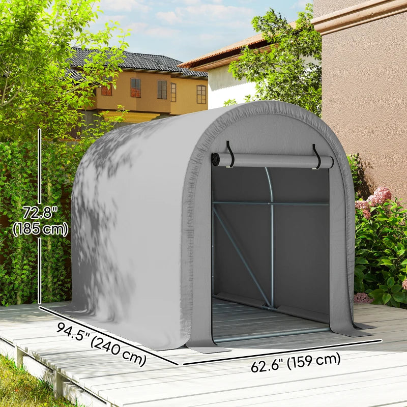 8' x 5' Portable Shed, Water-Resistant Bike Tent with Roll-up Zipper Door and Galvanized Metal Frame for Bike