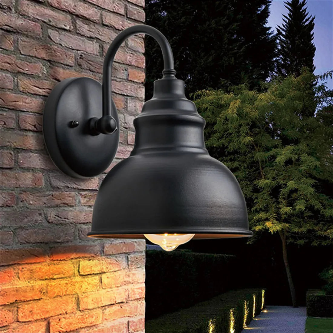 Minimalist Outdoor Wall Lantern - Aluminum Gooseneck Light, Farmhouse Barn Porch Light for Garden, Garage, Yard, Front Door 