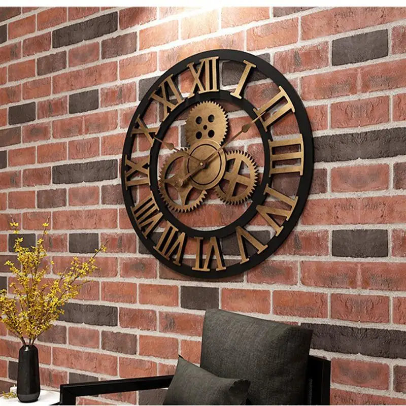 Creative retro wall clock fashion wall clock decorative gear wall clock living room wall clock 