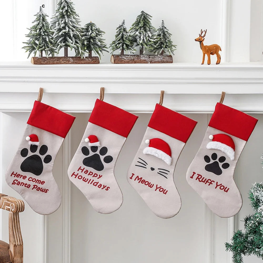 Christmas Stocking Large Xmas Gift Bags Fireplace Decoration Socks New Year Candy Holder Christmas Decor for Home 2022 Navidad