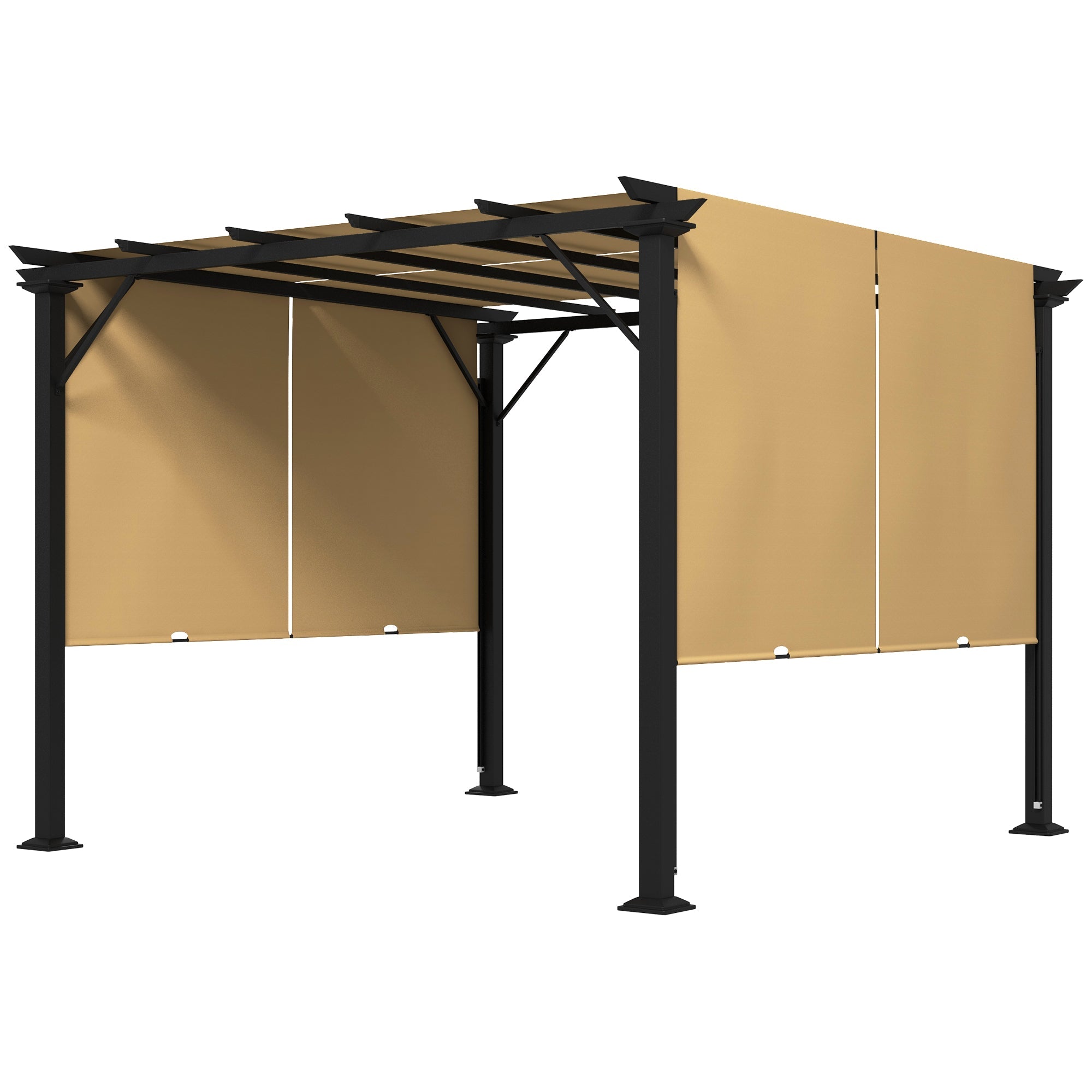 Outsunny 10' x 10' Retractable Pergola Canopy for Backyard, Brown 