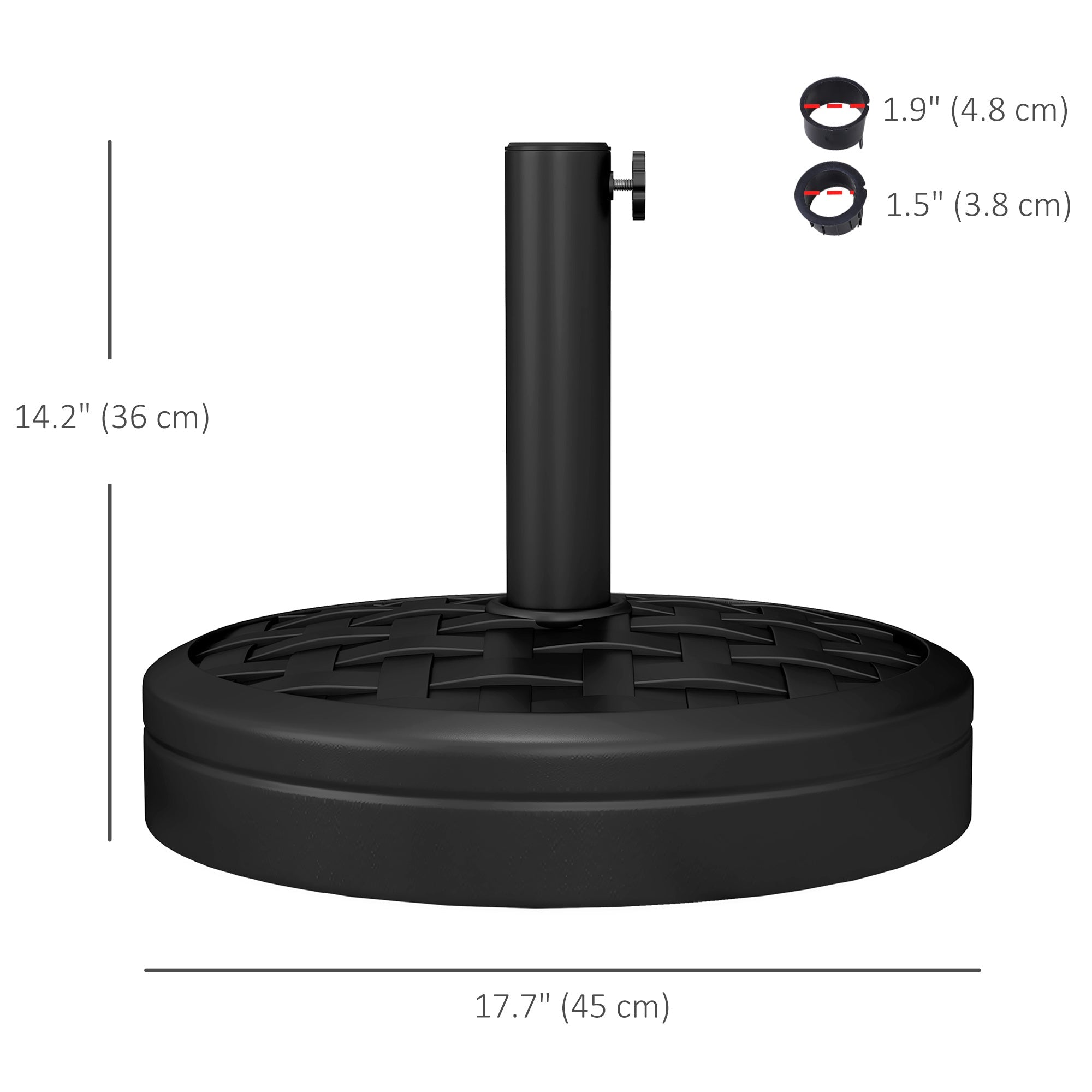 Outsunny 40lbs. Concrete Umbrella Base with Rattan Effect, Heavy Duty Parasol Stand for Outdoor Patio Umbrella, Black 