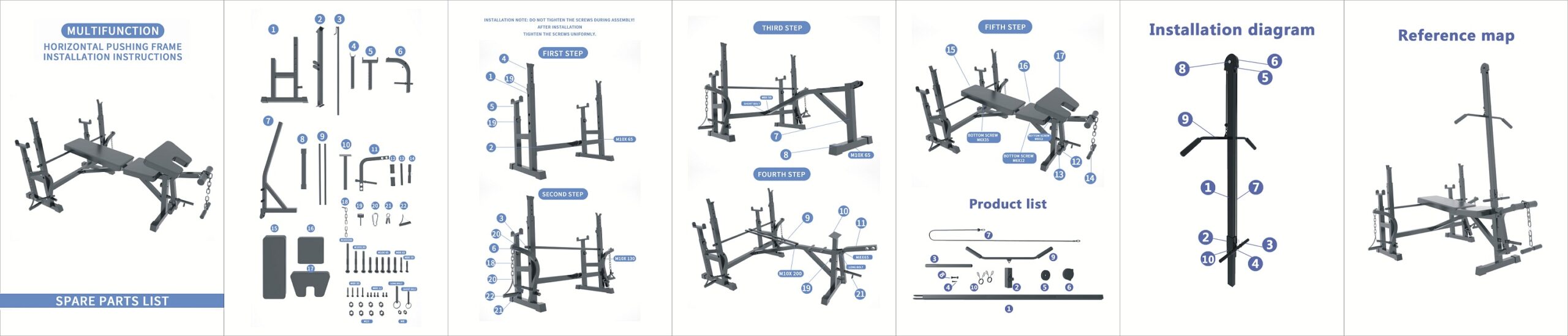 Adjustable Workout Bench with Lat Pulldown Pulley, Scott Bench & Barbell Rack ST6655 
