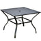 Outsunny Alfresco Dining: 4-Person Outdoor Dining Table with Parasol Hole, Patio Table, Slatted Metal Top for Garden Backyard, Black