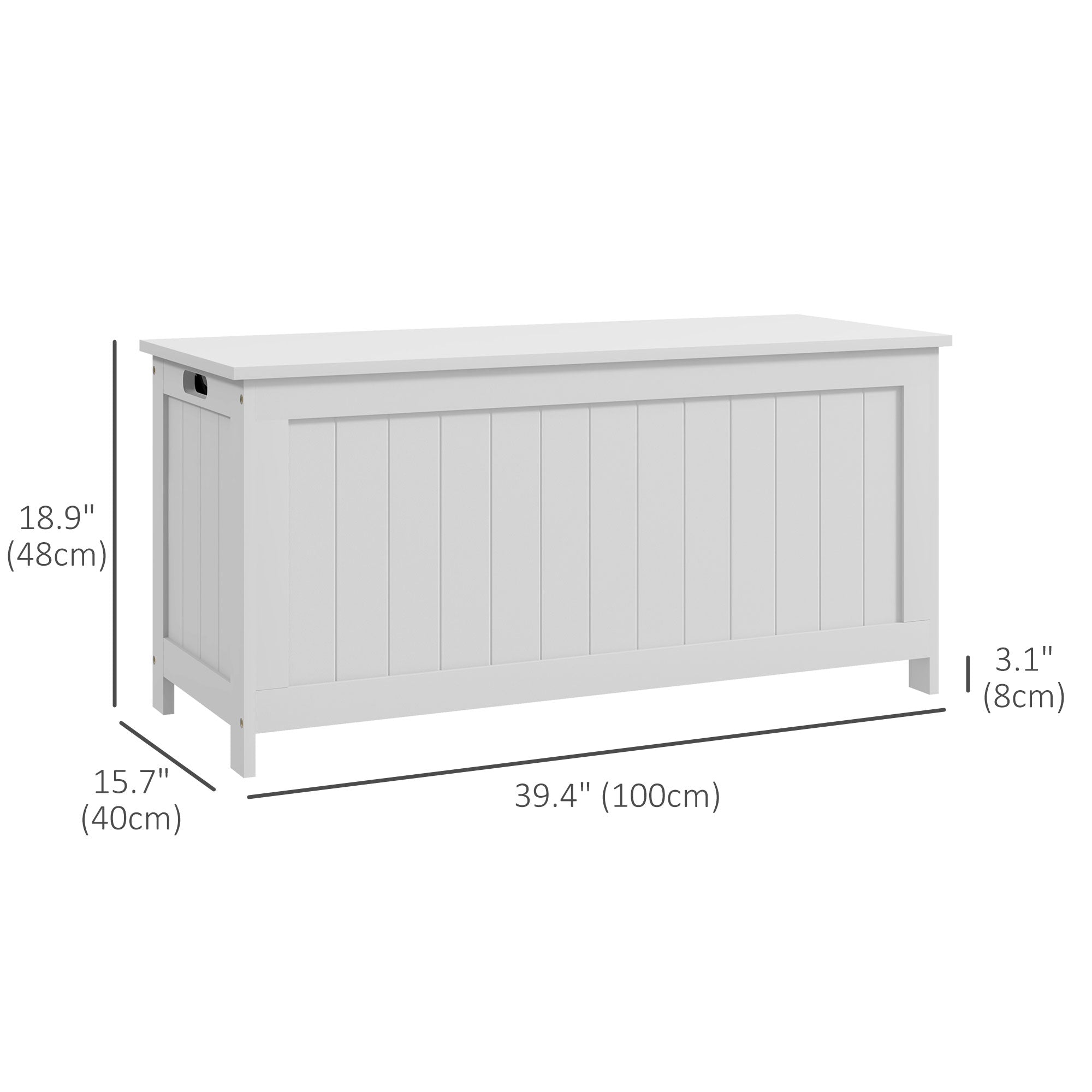 HOMCOM Modern Storage Chest Bench with Safety Hinges Entryway Toy Chest White with Side Handles for Living Room Playroom 
