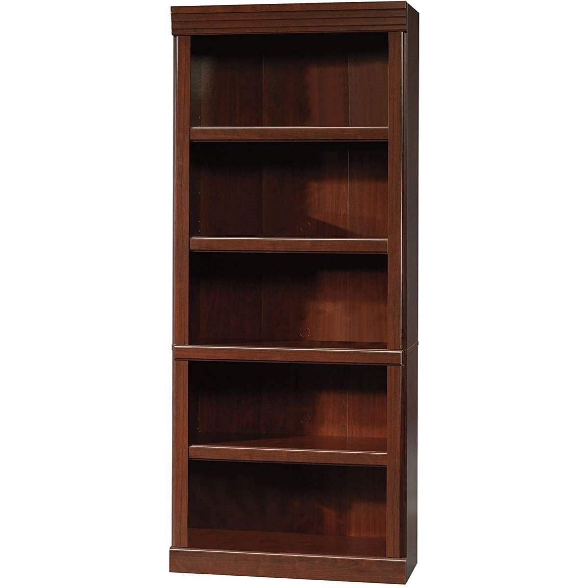 71-inch High 5-Shelf Wooden Bookcase in Cherry Finish - Free Shipping