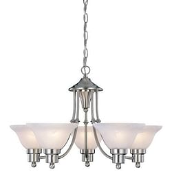 5-Light Brushed Nickel Chandelier with White Frosted Shades - Free Shipping 