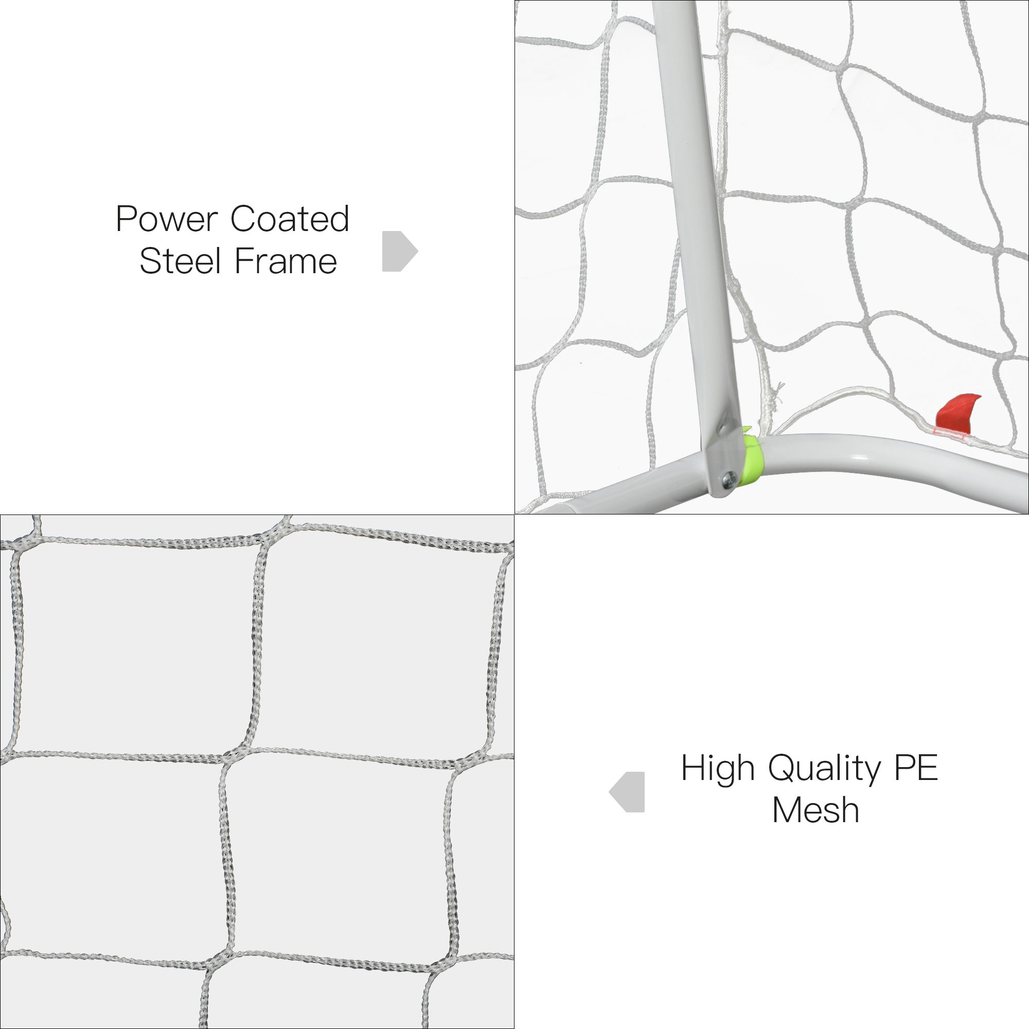 Soozier 6ft x 4ft Soccer Goal Net with Metal Frame, PE Mesh, Ground Stakes, Easy Assembly, White 