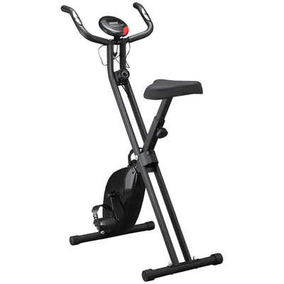 Soozier Folding X Bike Upright Exercise Bike 8-Level Resistance Stationary Fitness Cardio Workout Trainer LCD 