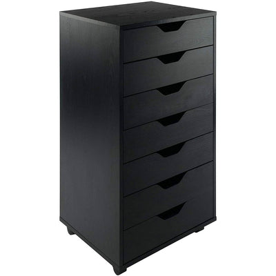 Modern Scandinavian Style 7-Drawer Storage Cabinet Chest in Black Finish - Free ShipingShipping 