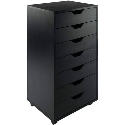 Modern Scandinavian Style 7-Drawer Storage Cabinet Chest in Black Finish - Free ShipingShipping